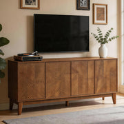 ZIXUANXIMU TV Stand with 4 Doors and Adjustable Shelves, Fits TVs up to 55"