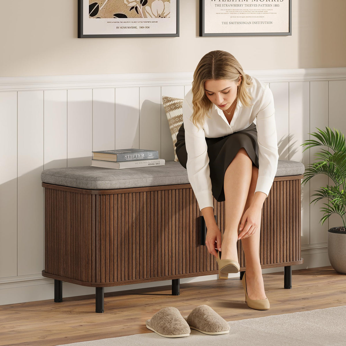Upholstered Shoe Storage Bench