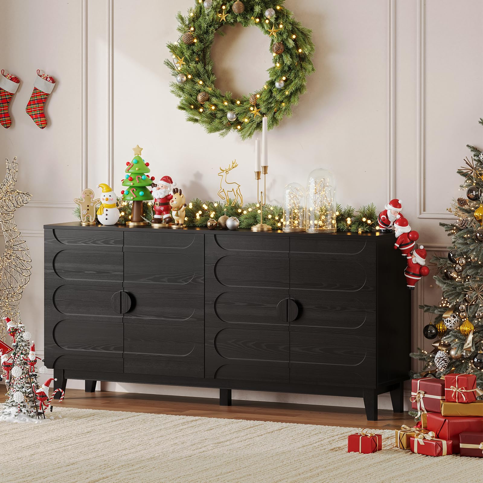 63" Sideboard Buffet Cabinet with Adjustable Shelves