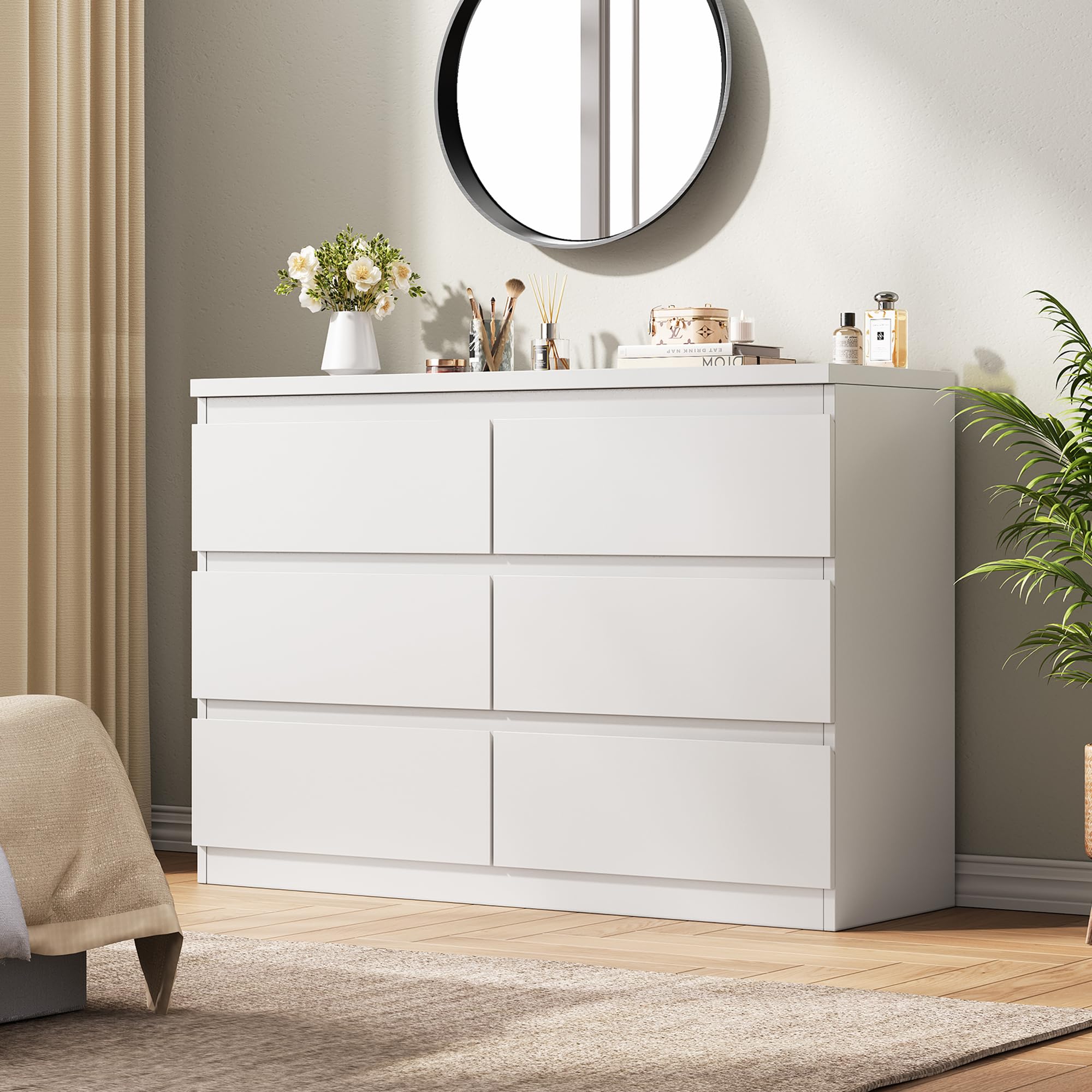 6-Drawer Wood Dresser with Deep Storage