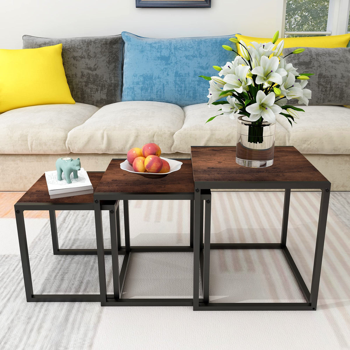 Brown Nesting Tables, Set of 3