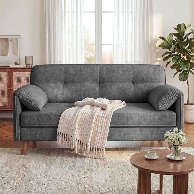 Chenille Loveseat with Storage Pockets