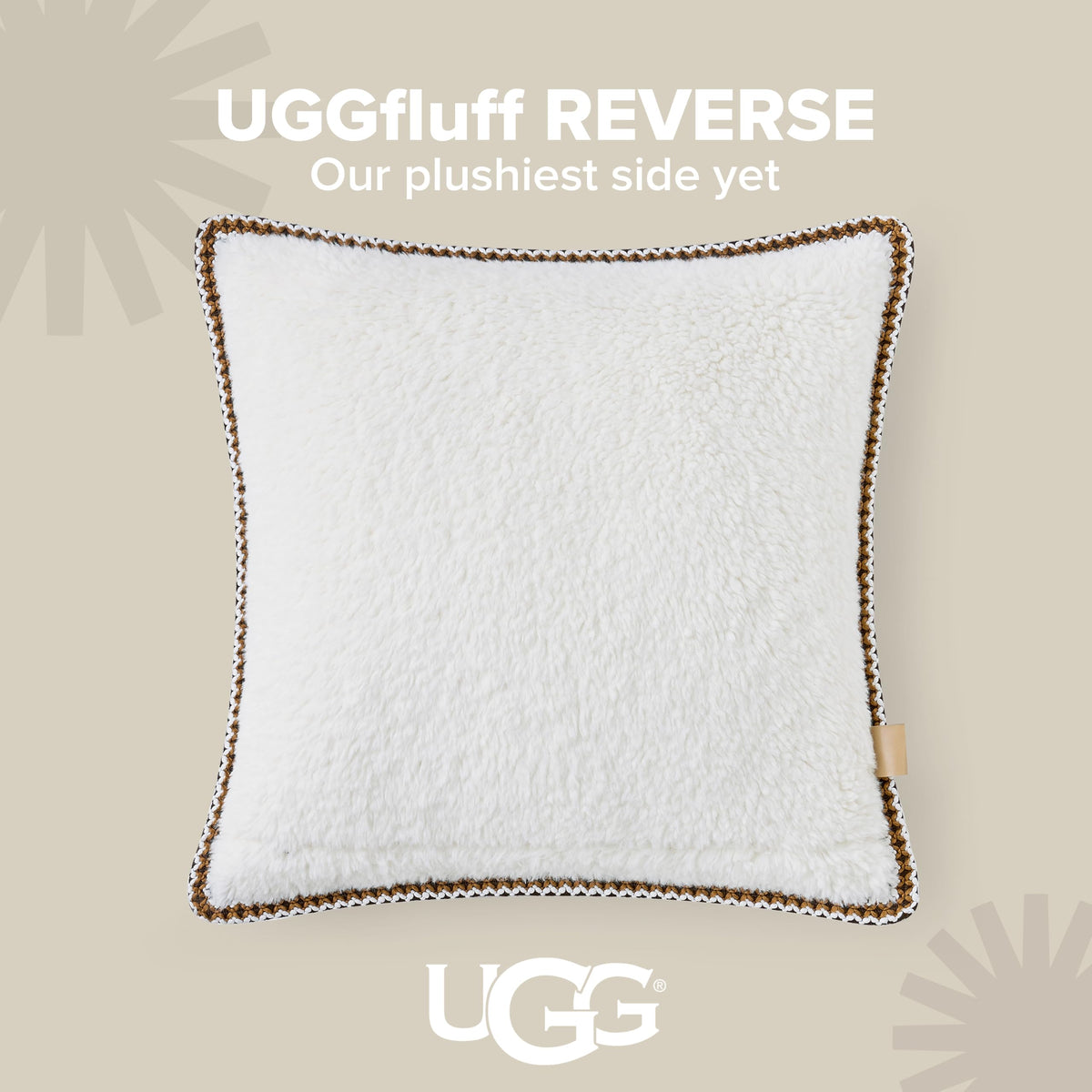 UGG Kirkwood Decorative Pillow for Sofa, 20" x 20", Brown (Chestnut)