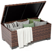UDPATIO Outdoor Storage Table Patio Coffee Table All Weather Wicker Side Table with Waterproof Covers Rattan Furniture for Toys and Garden Tools
