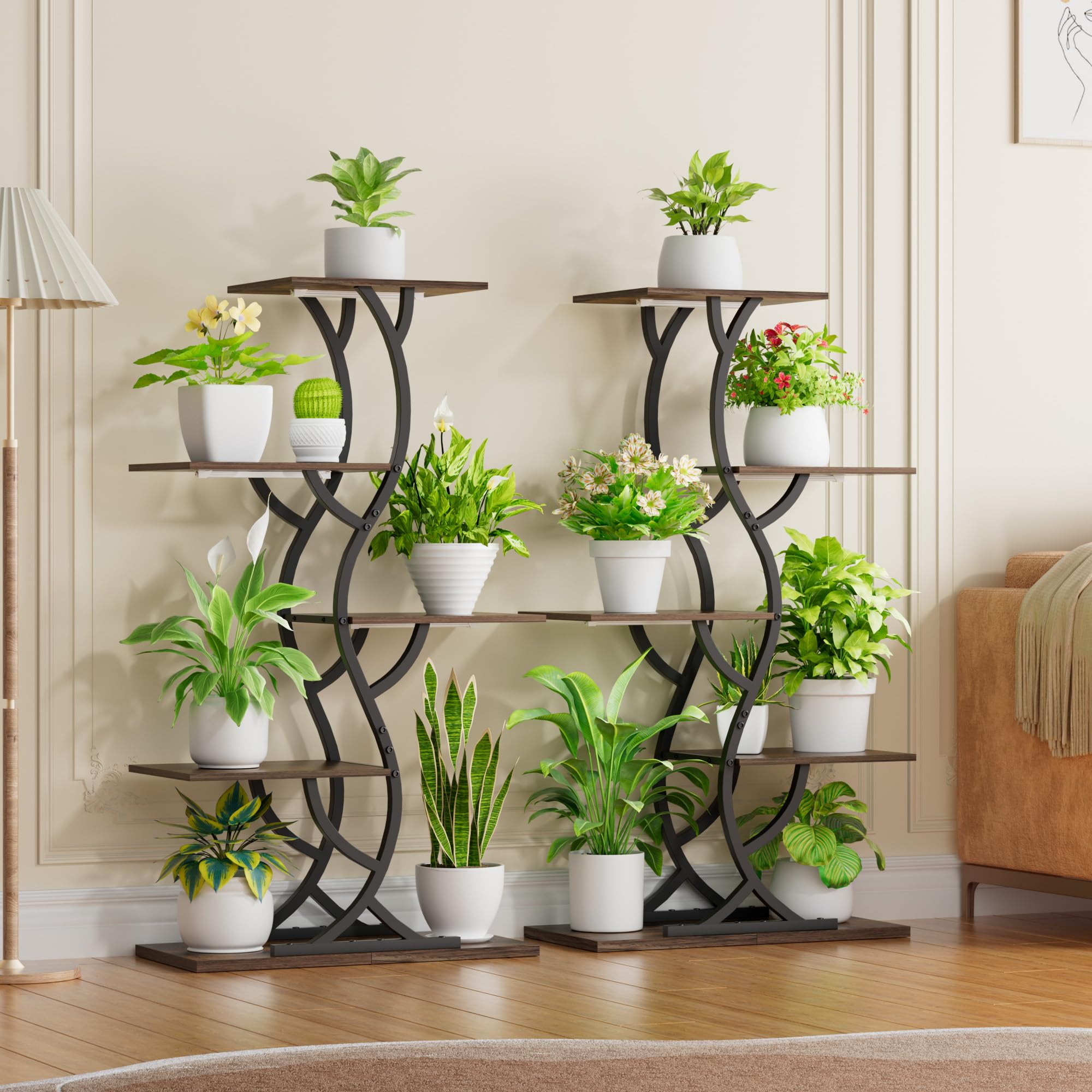 5-Tier Corner Plant Stand with Grow Lights
