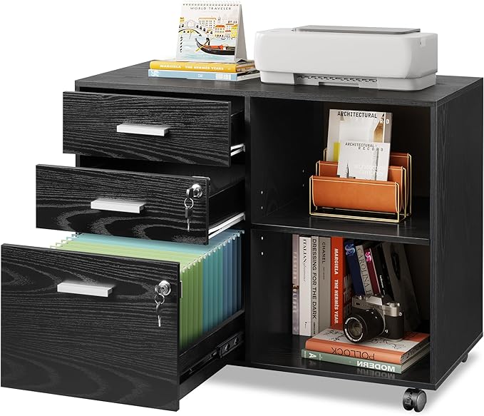 3-Drawer Mobile File Cabinet with Lock