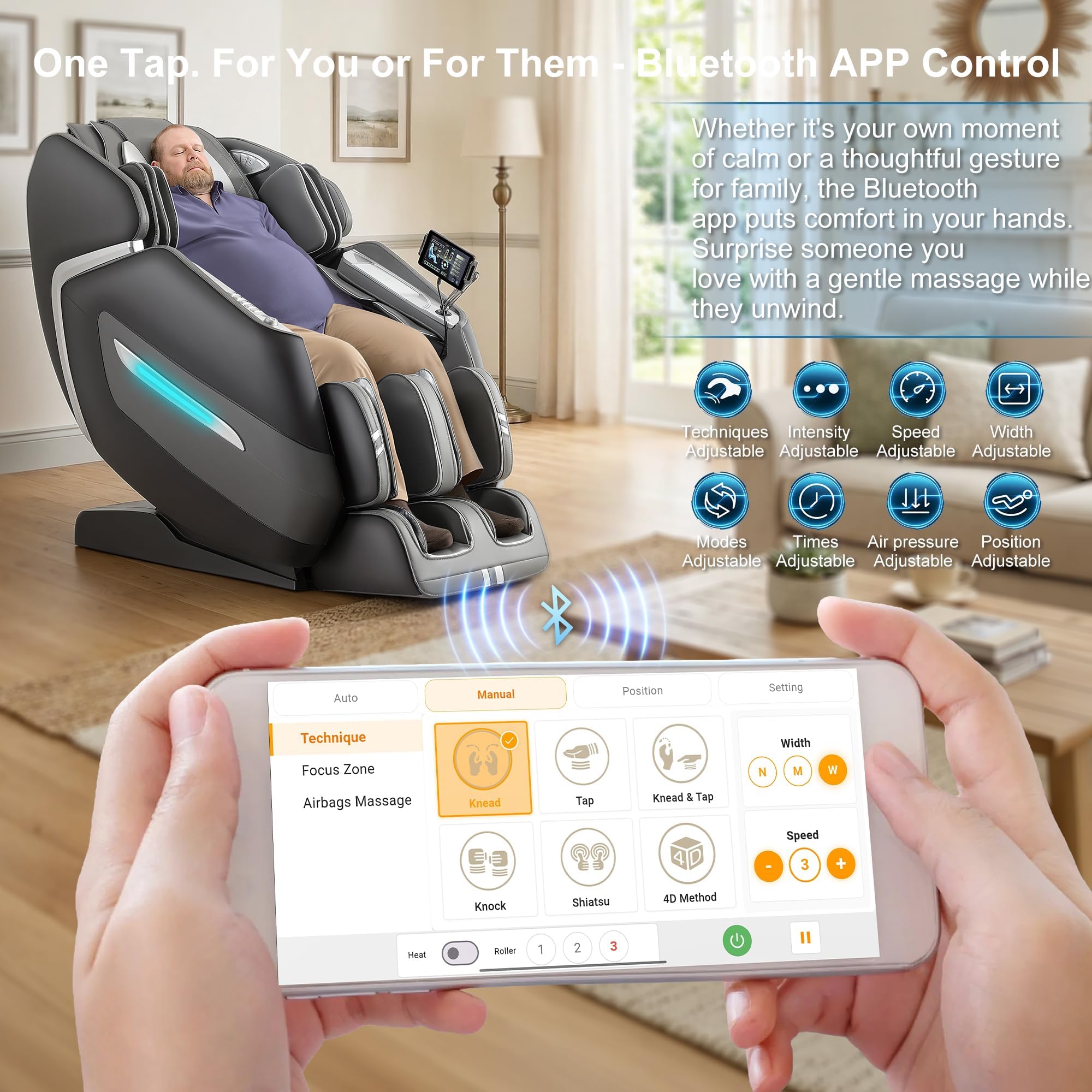 MassaMAX 4D Plus Massage Chair for Big & Tall People Full Body Massage Up to 6'10" & 500 lbs, 59" SL Track, OTA Cloud Upgrade - Never Outdated, APP Control, 27+ Modes, Auto Footrest Extension A580