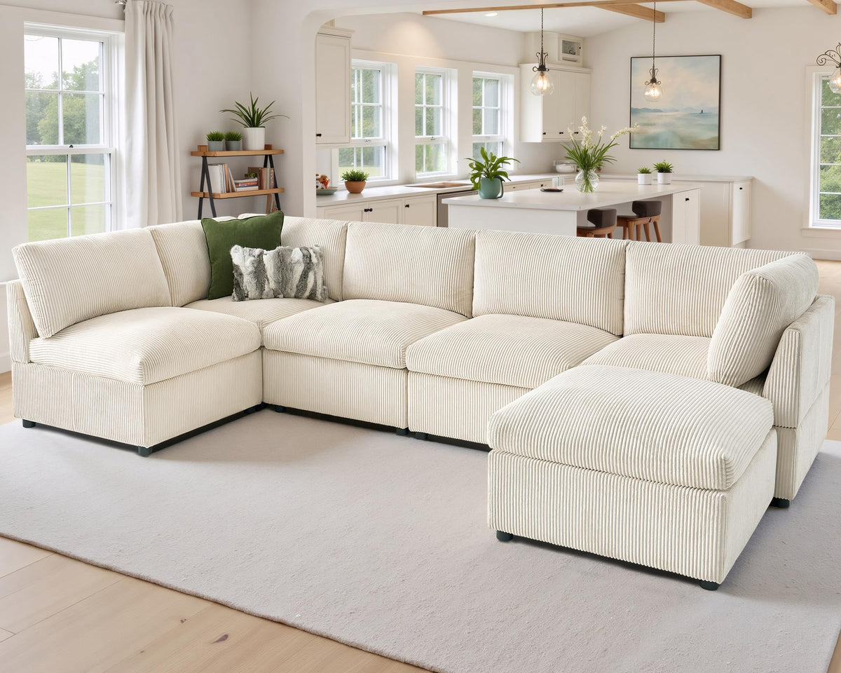 Modular Corduroy Sectional Sofa