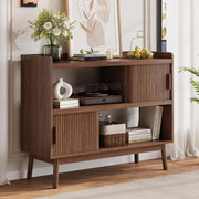 Lefurture 44" Buffet Sideboard Cabinet with Outlet Sliding Door, Walnut