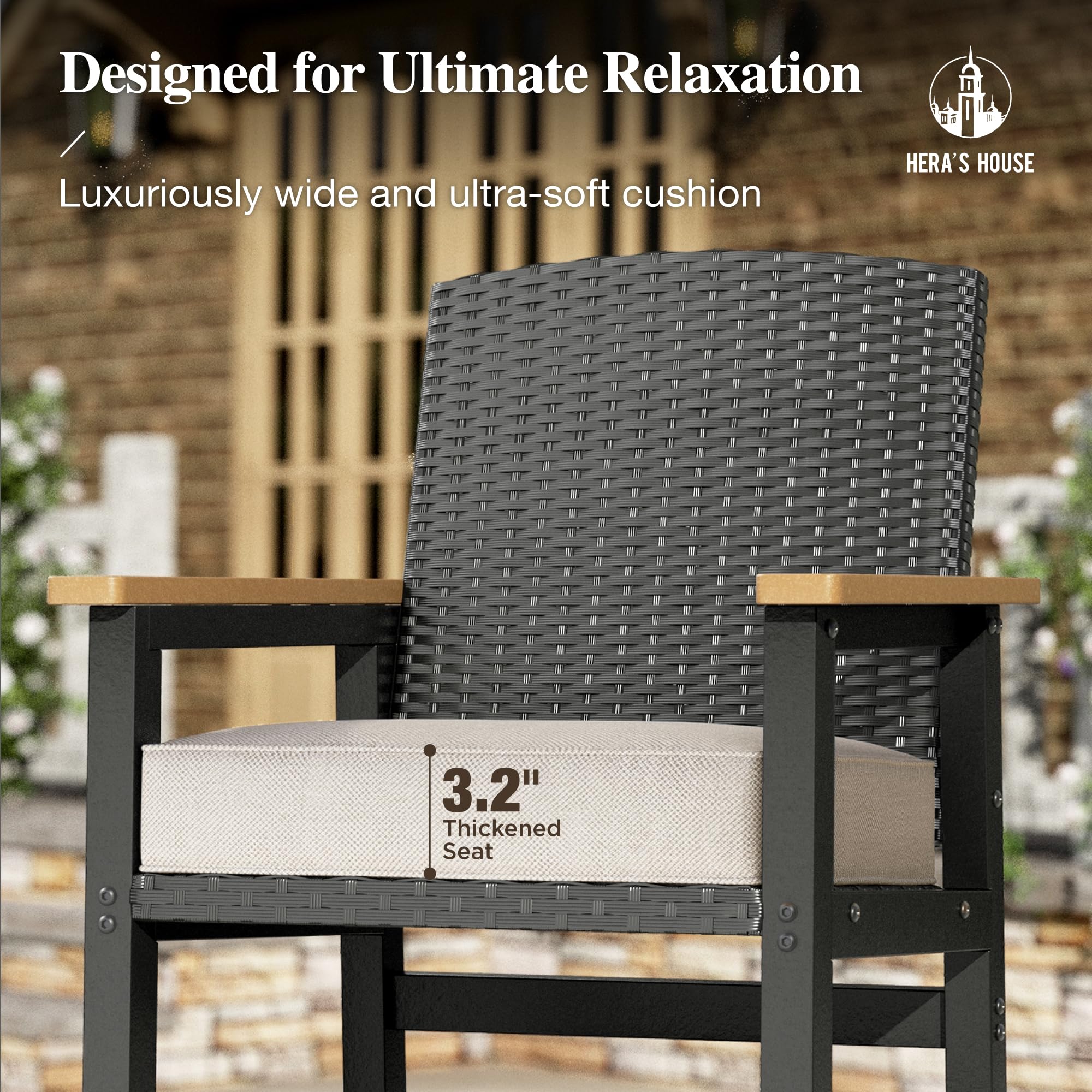 3-Piece Outdoor HDPE Bar Set with Wicker Stools