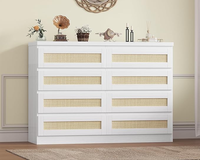 47-Inch Rattan 8-Drawer Dresser