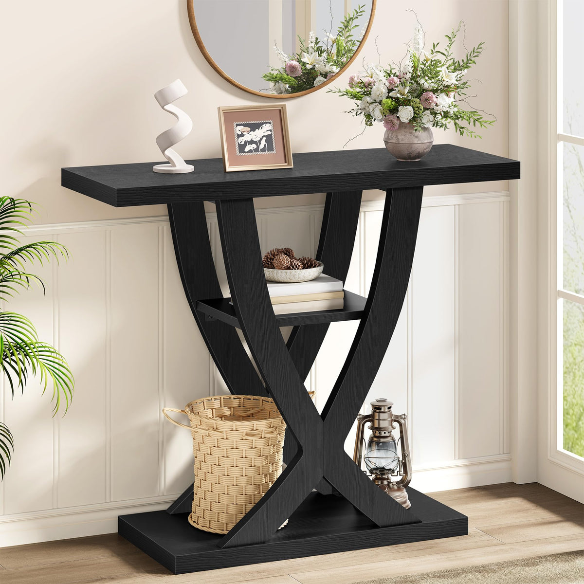 Black 3-Tier Console Table