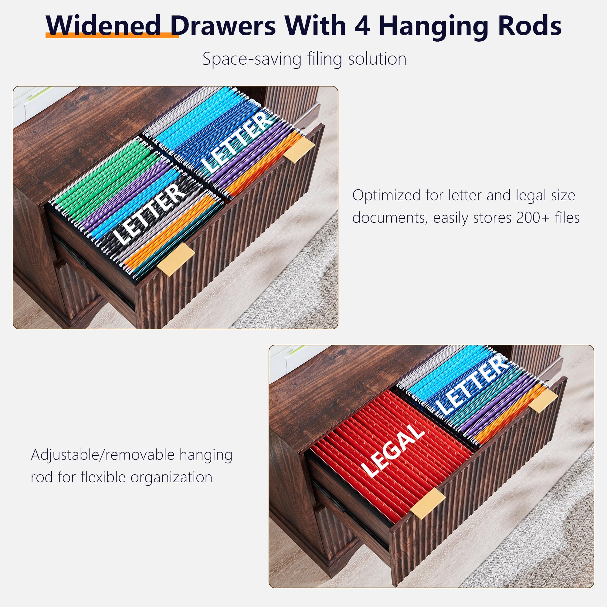 2-Drawer Lateral File Cabinet with Charging Station
