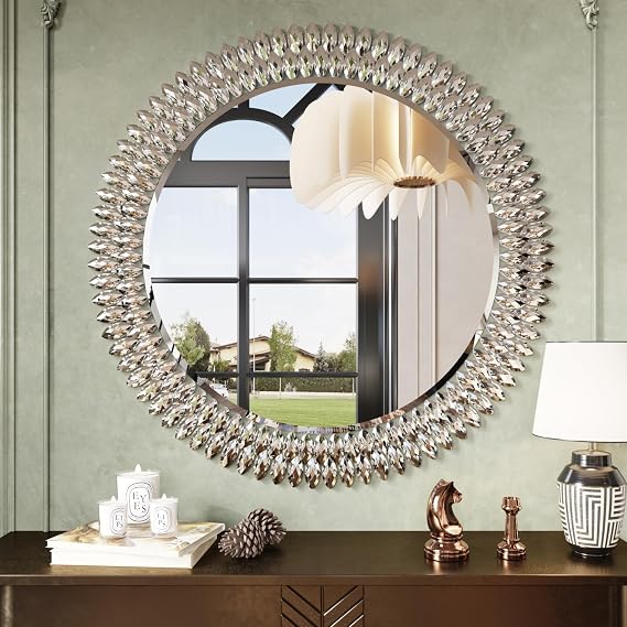 Round Jeweled Wall Mirror