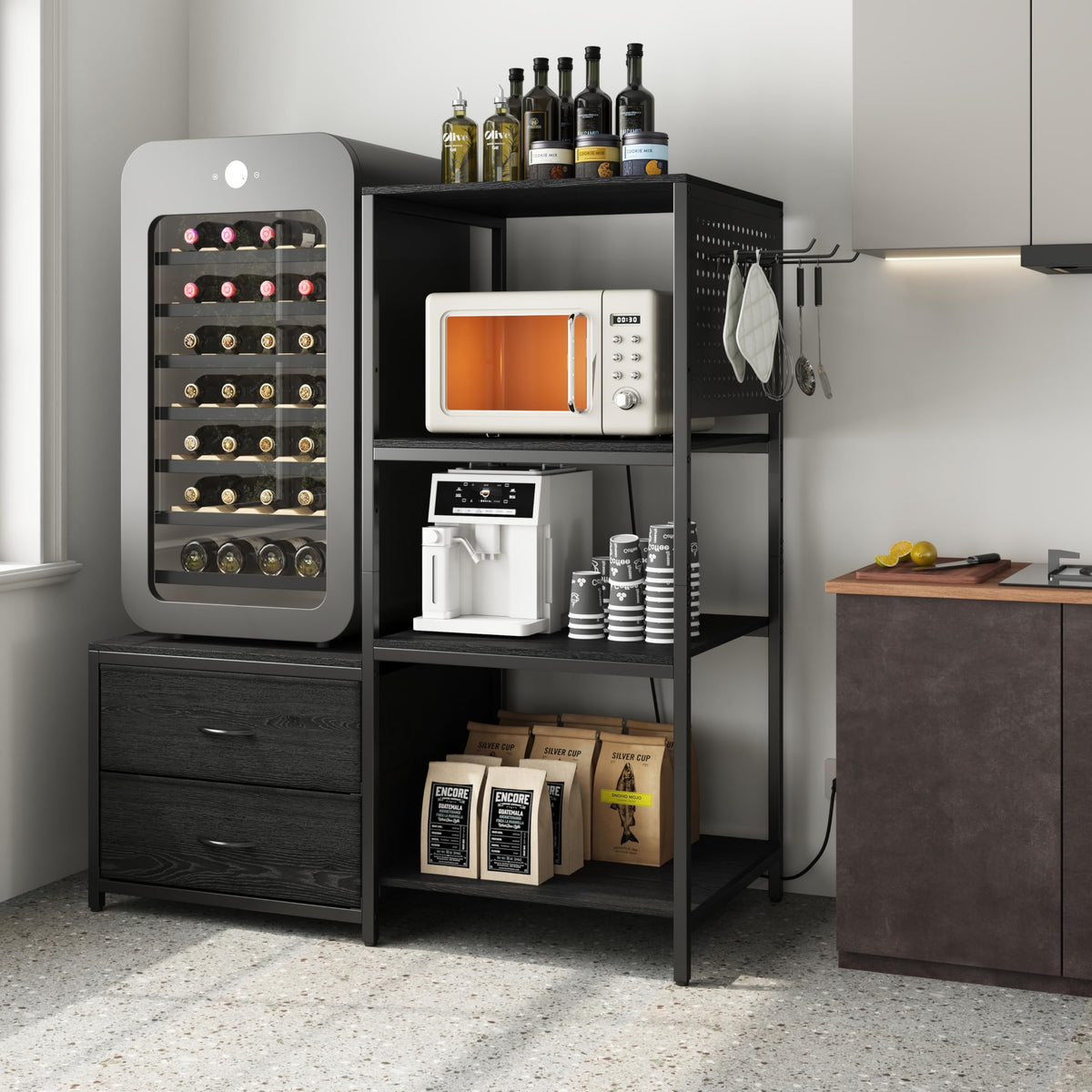 Mini Fridge Stand with Power Outlets