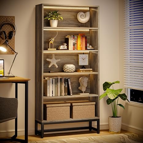 70.87-Inch Tall 5-Tier Bookshelf with Back Panel & Anti-Tip Kit