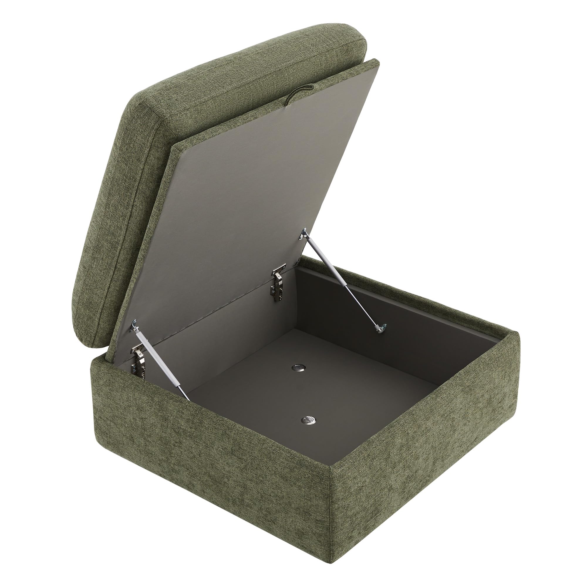 CHITA 34 Inch Upholstered Square Modular Storage Ottoman for Sectional Sofa,Storage Ottoman Footrest and Seat Cube for Living Room, Moss Green