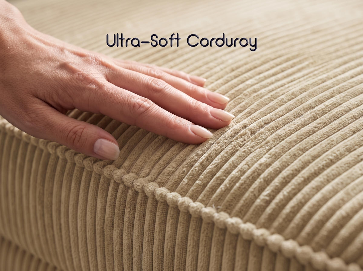 Tirstice 30.3" Oversized Square Corduroy Ottoman, Camel