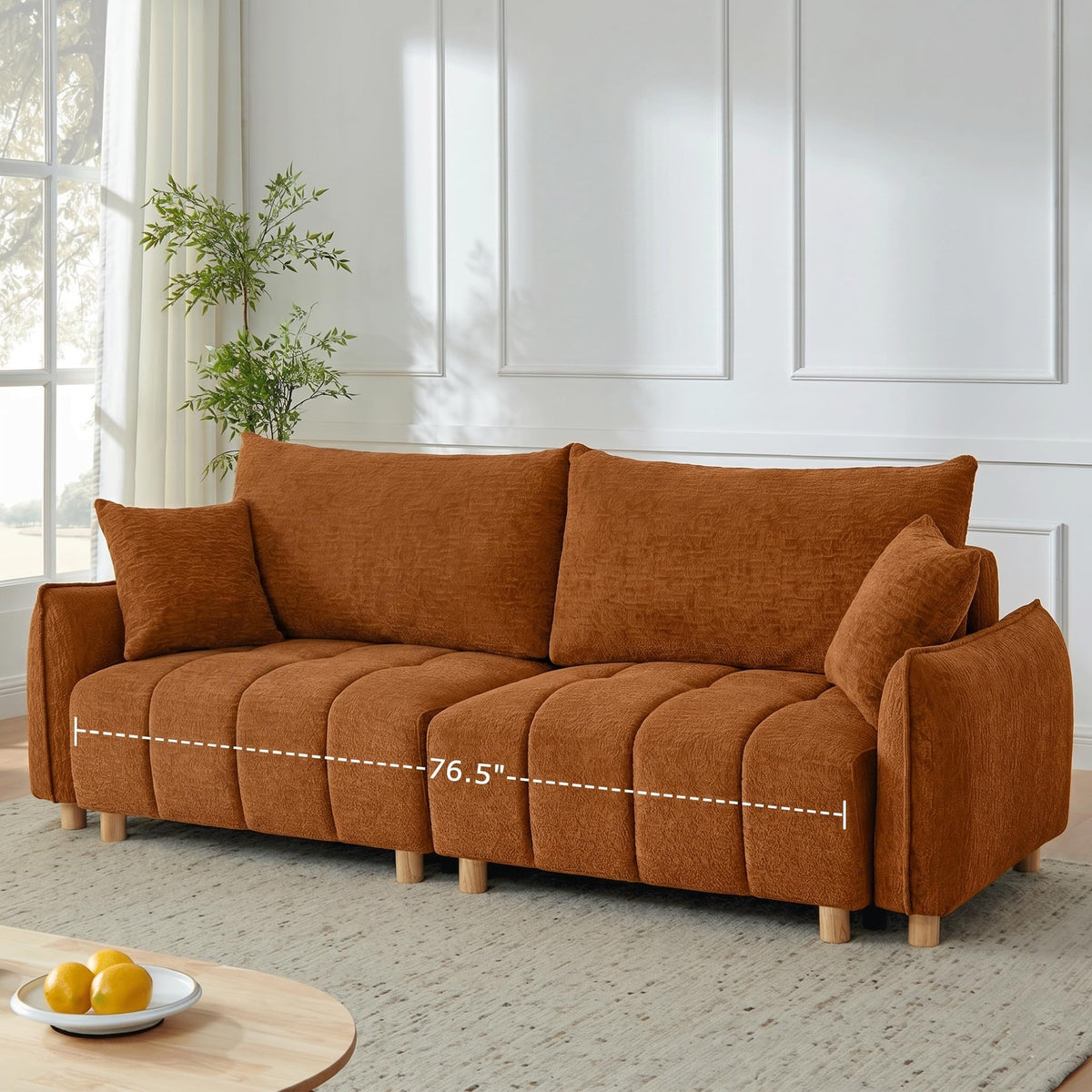 Chenille Sleeper Sofa with Storage
