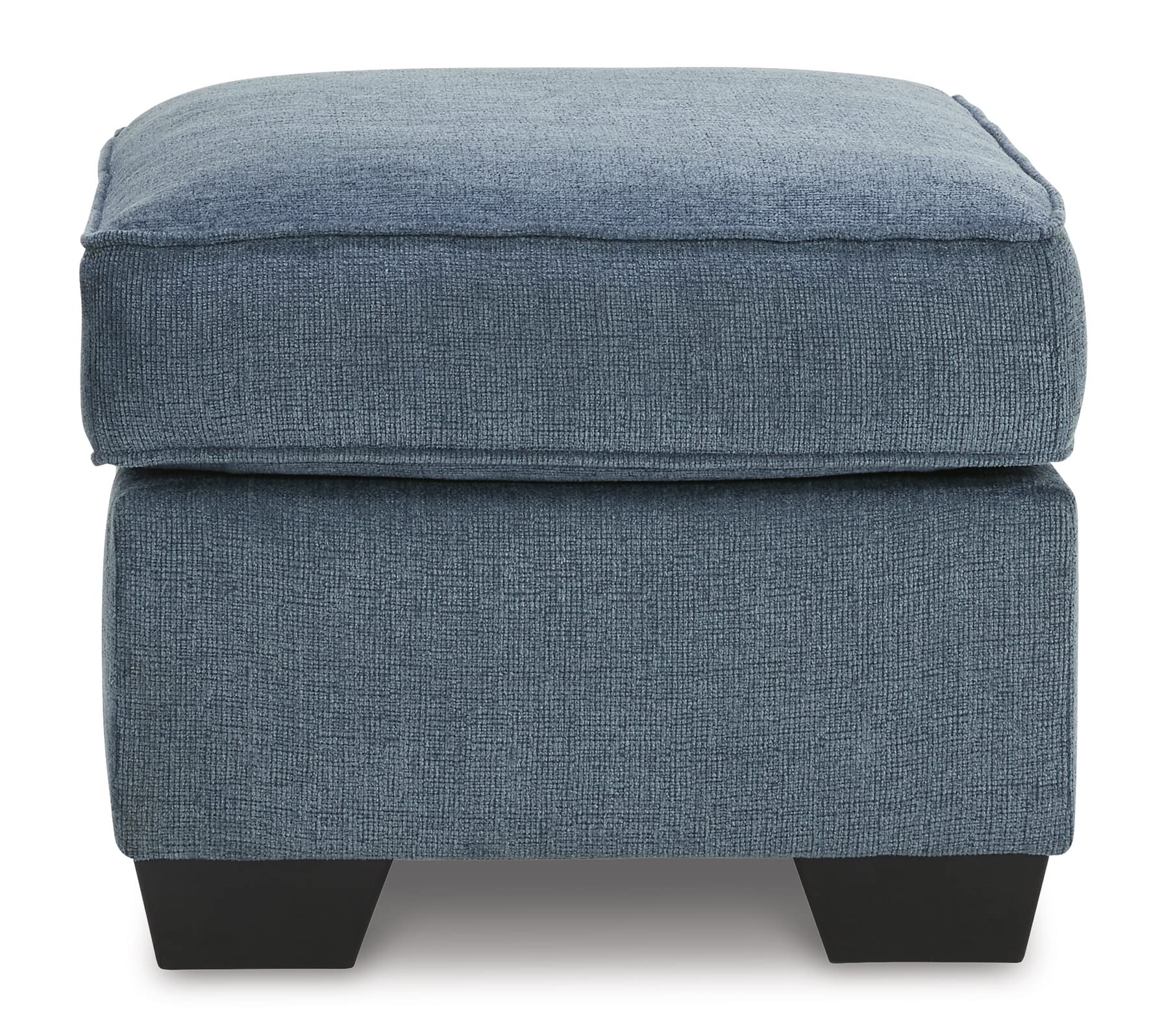 Signature Design by Ashley Cashton Contemporary Accent Ottoman with Faux Wood Finished Exposed Feet, Foam Cushion, Crosshatched Upholstery, 30" by 24", Blue