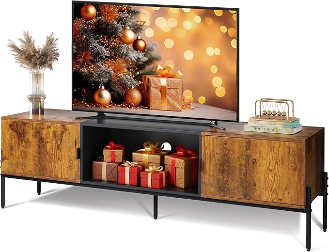 58" TV Stand with Storage Cabinets & Open Shelf
