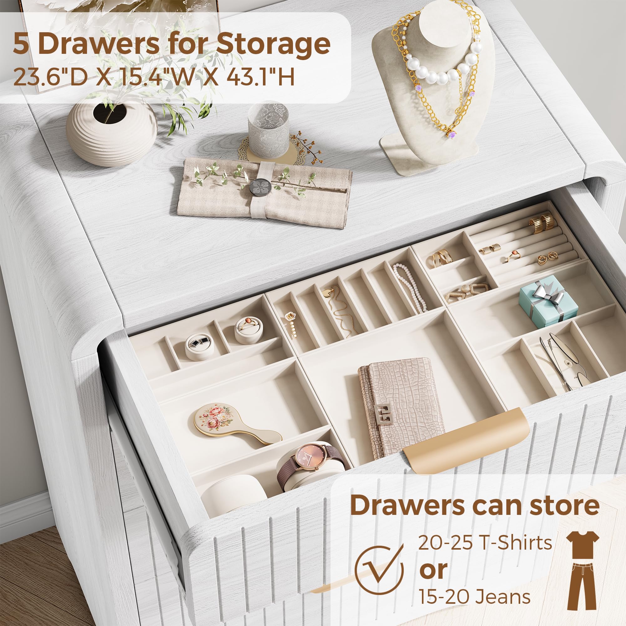 Fluted 5-Drawer Dresser