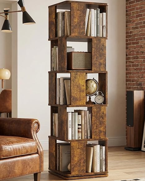 5-Tier 360° Rotating Corner Bookshelf
