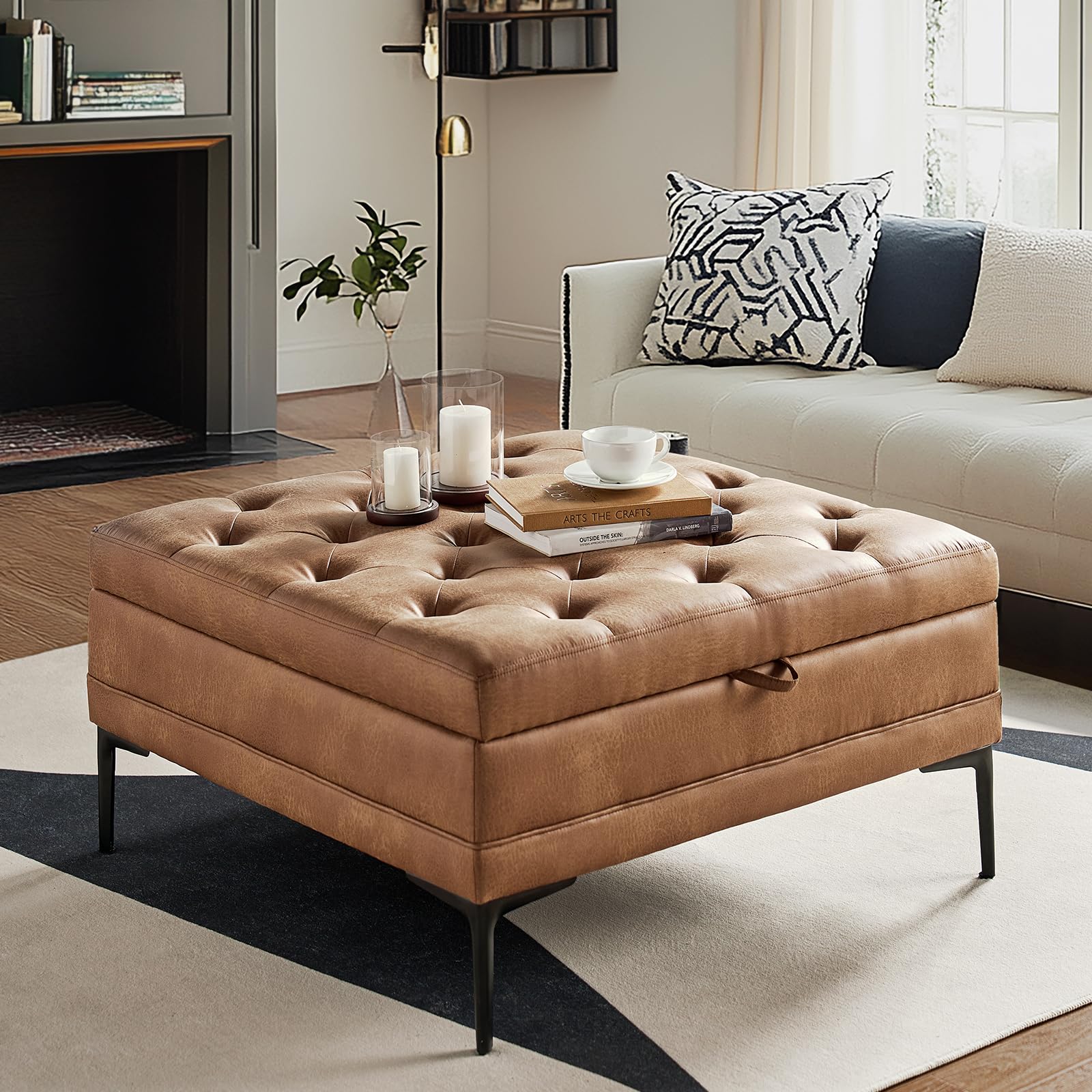 Square Storage Ottoman Coffee Table with Lift Top