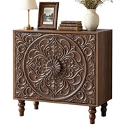 Carved Floral Accent Cabinet