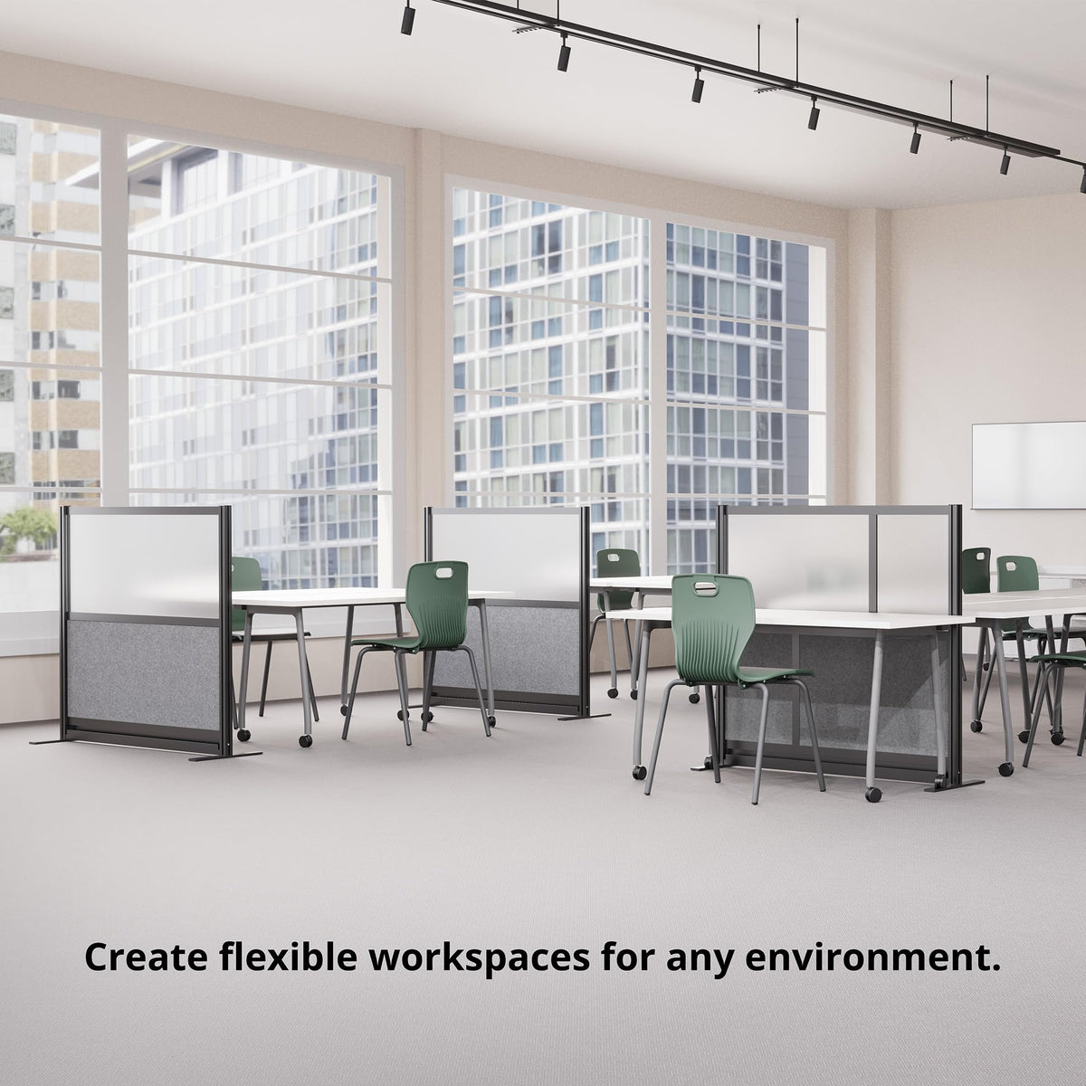 Stand Up Desk Store Workflow Desk Dividers, 53 x 70 in, Black Frame