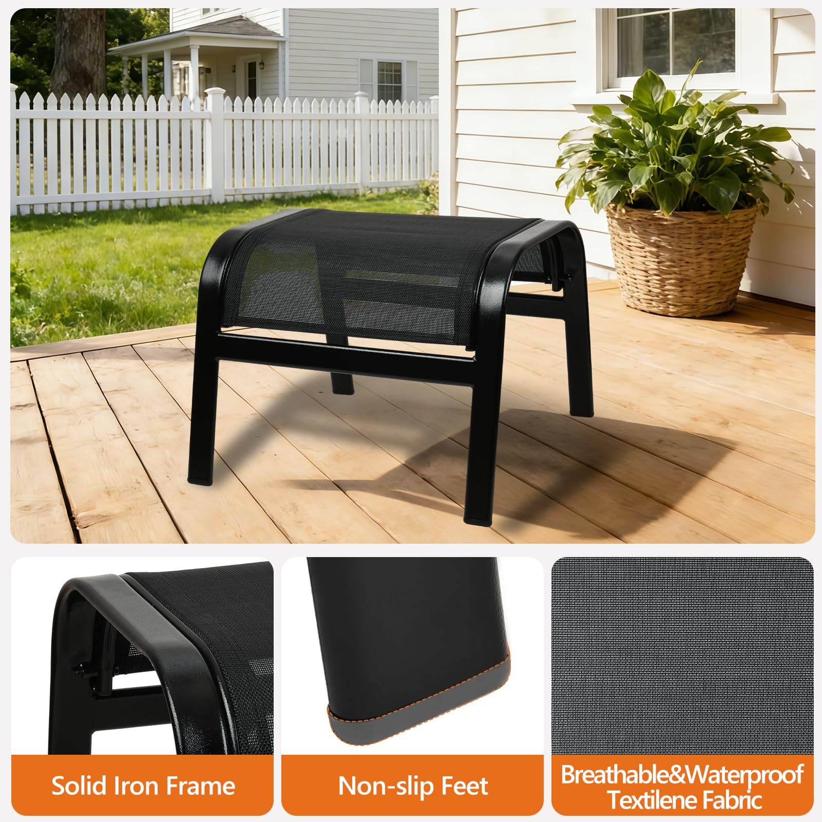 Outdoor Ottoman Footrest Stool Set of 2