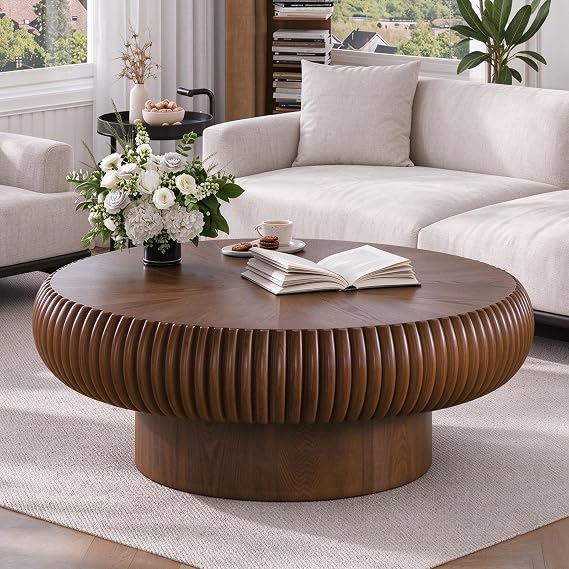 Black Fluted Drum Coffee Table
