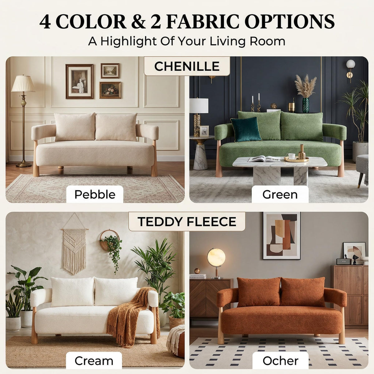 Curved Teddy Fleece Loveseat