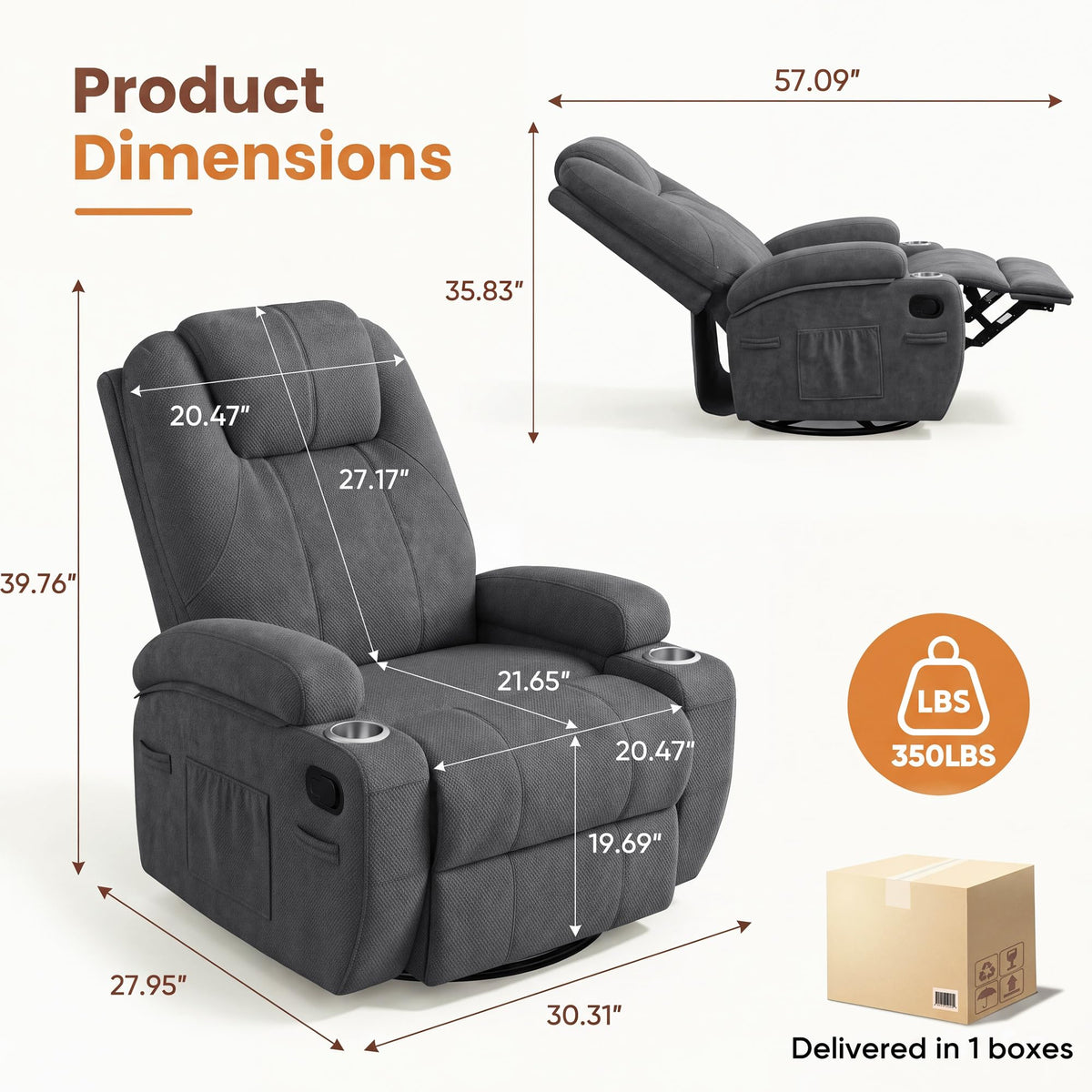 Furmax Recliner Chair, Fabric Rocking Chair Nursery for Adults