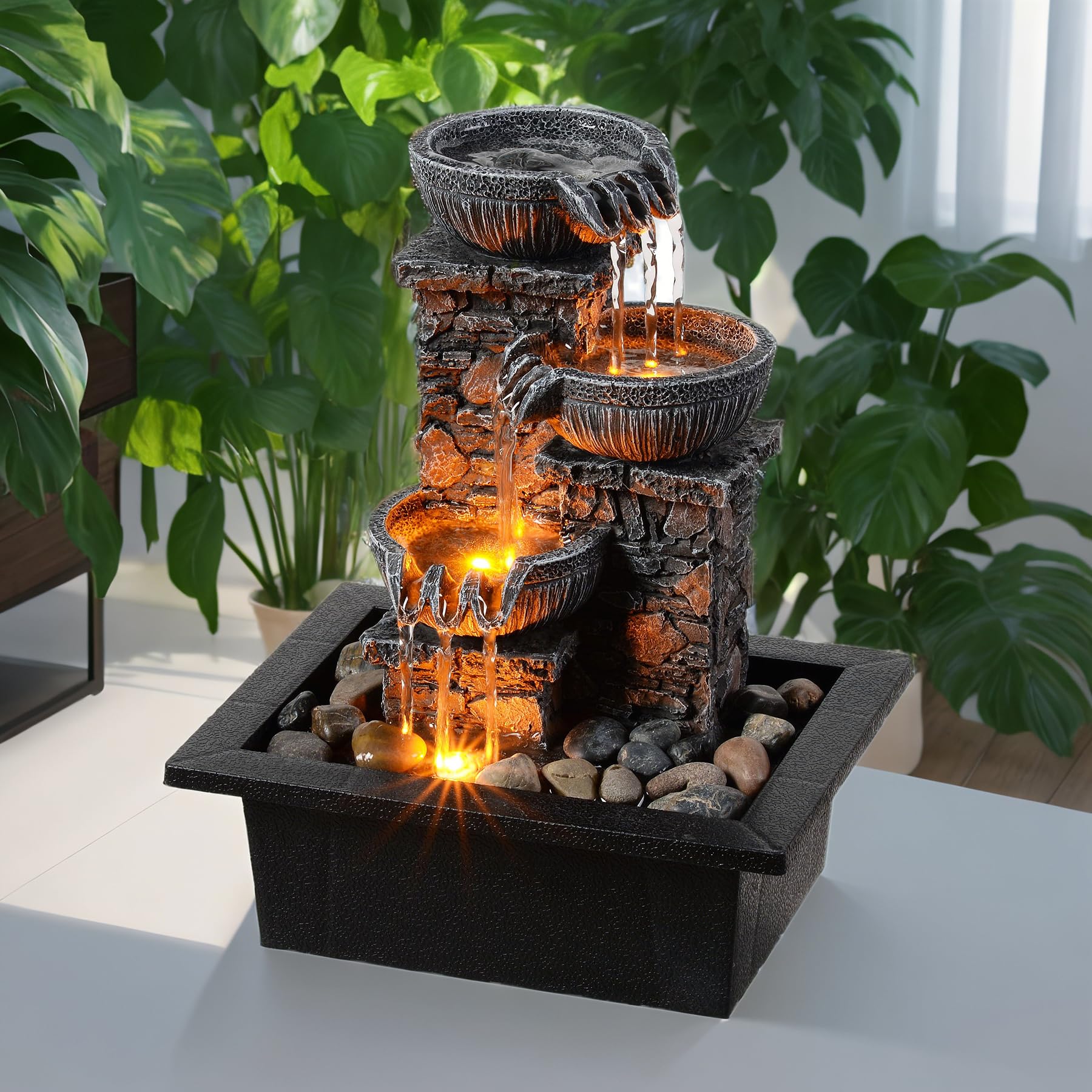 Tabletop Water Fountain with LED Light