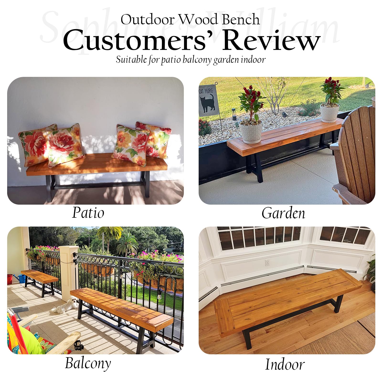 63" Acacia Wood Outdoor Bench