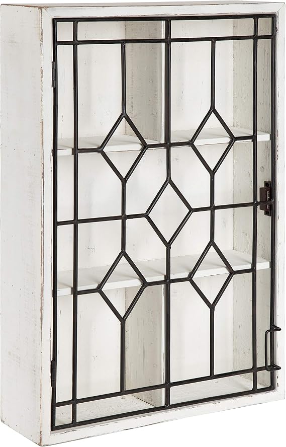 Decorative Wooden Wall Curio Cabinet with Iron Door