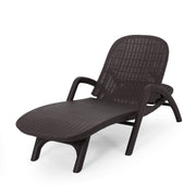 Outdoor Faux Wicker Chaise Lounge with Adjustable Backrest