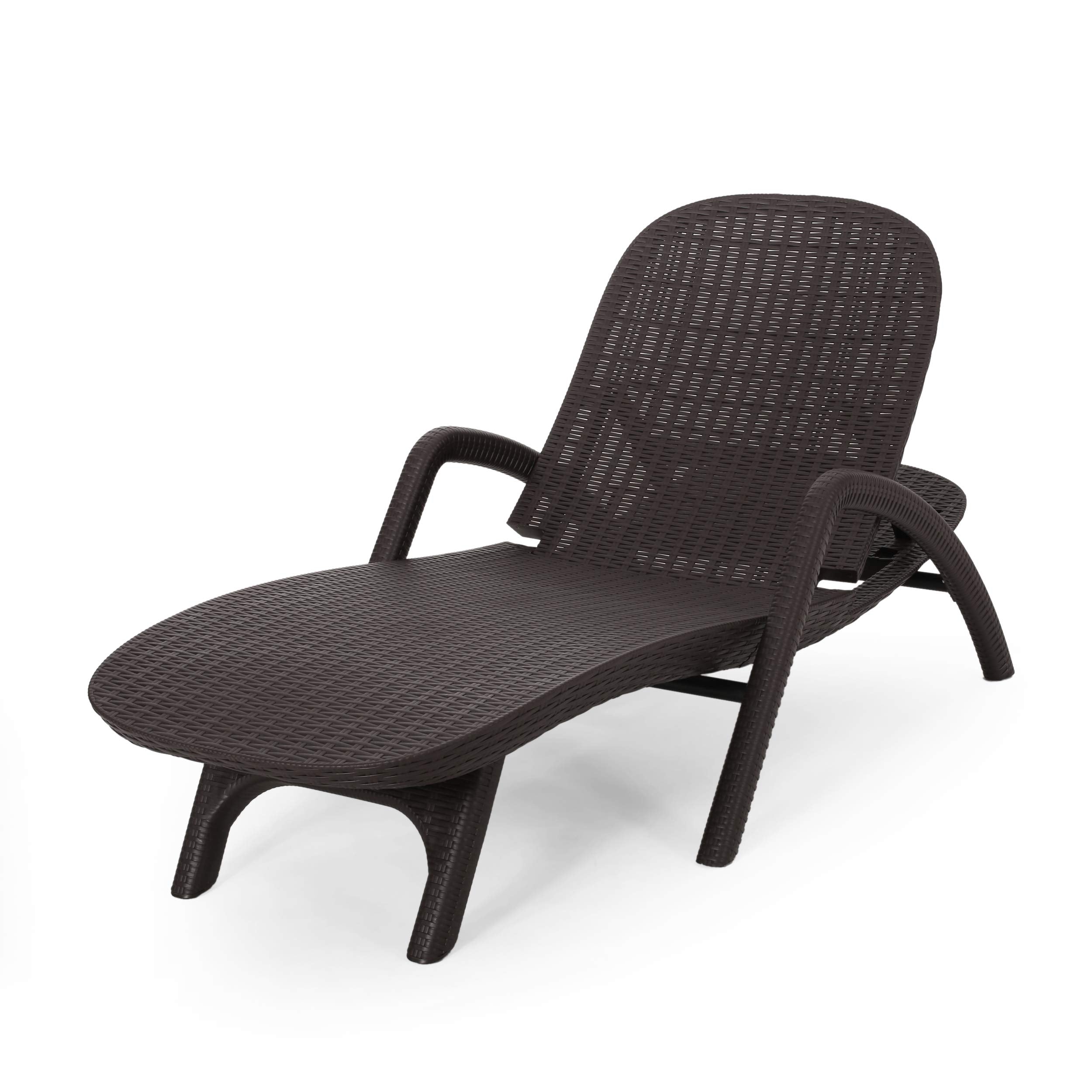 Outdoor Faux Wicker Chaise Lounge with Adjustable Backrest