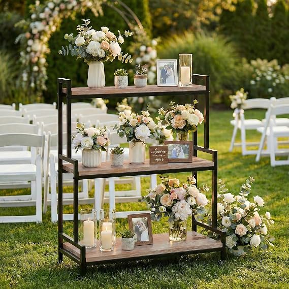 3-Tier Rolling Wood Plant Stand