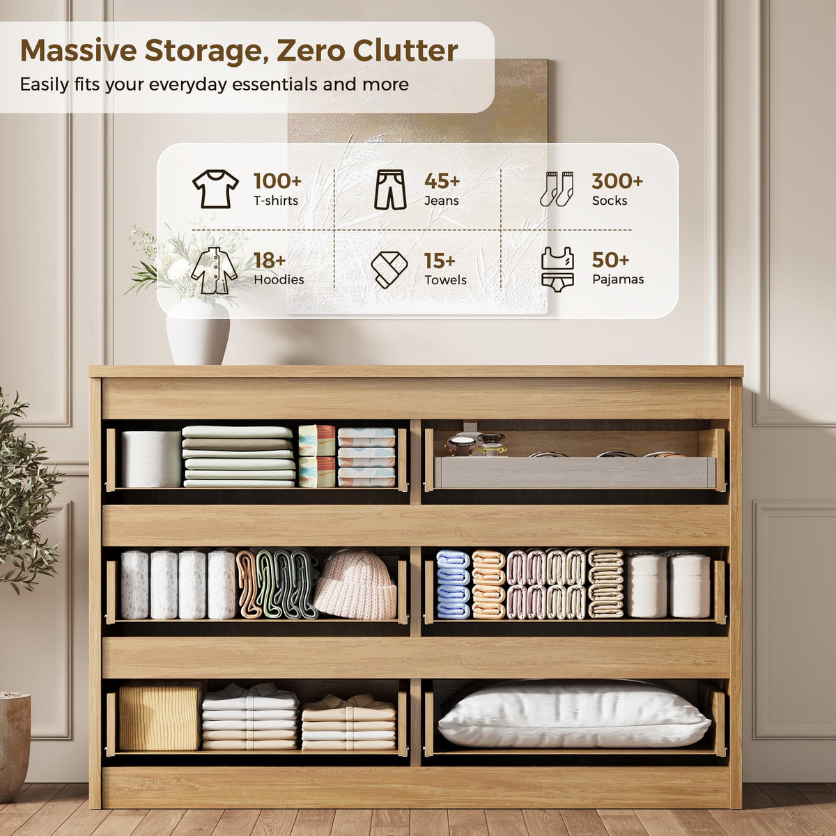 6-Drawer Fluted Dresser