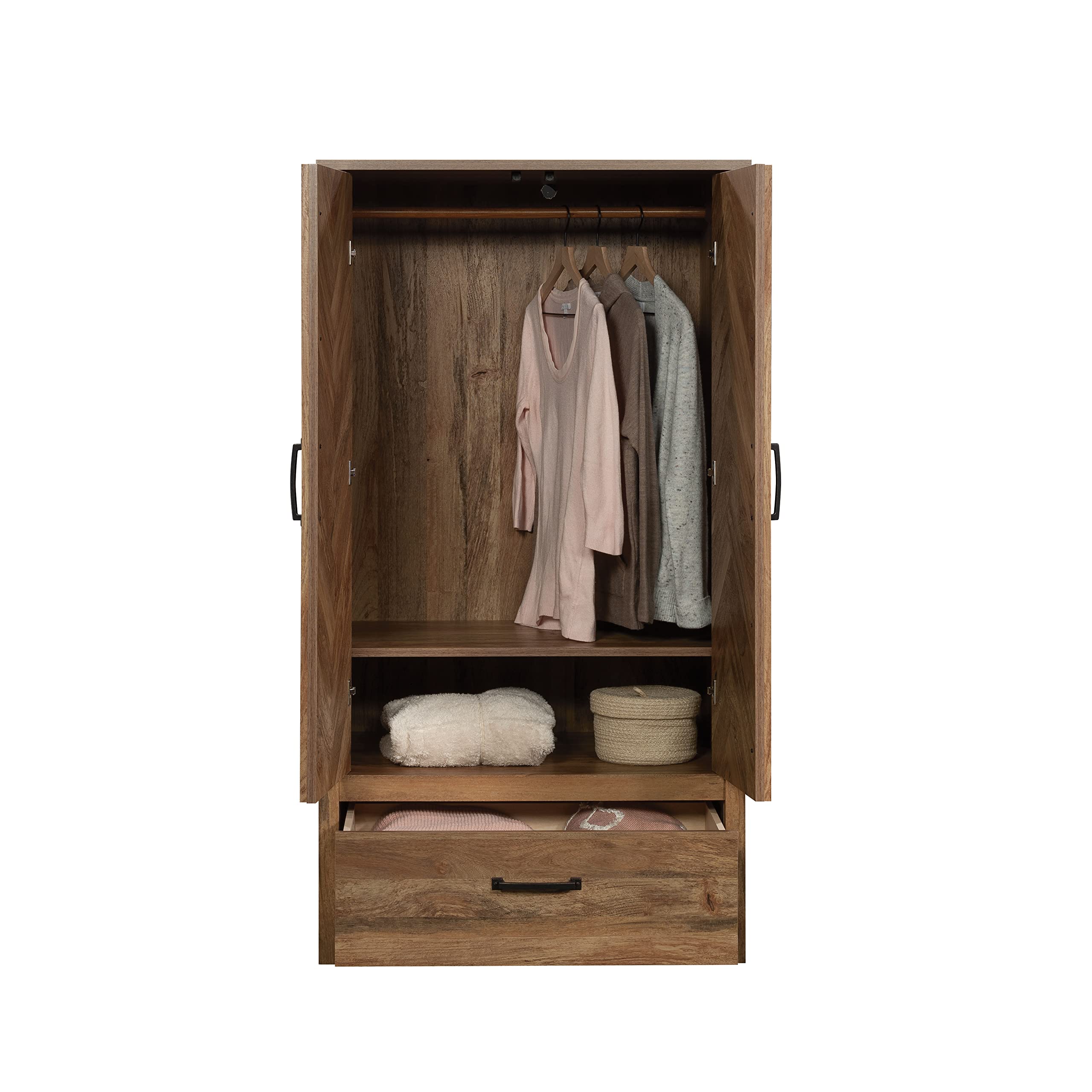 Sauder Cannery Bridge Armoire, L: 32.36" x W: 22.52" x H: 59.80", Sindoori Mango Finish