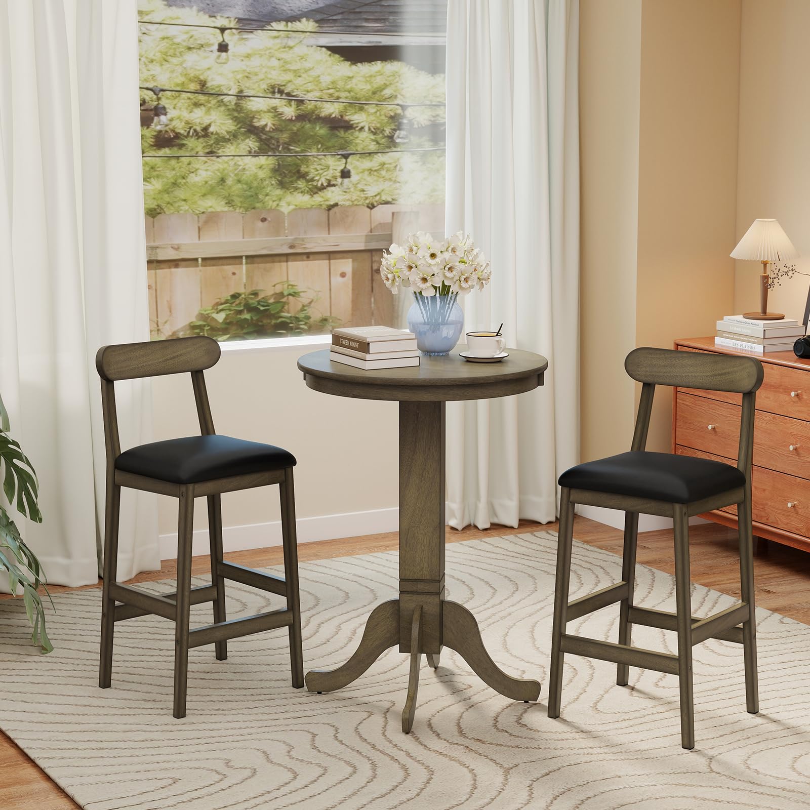 3-Piece Round Pub Table & Bar Stool Set