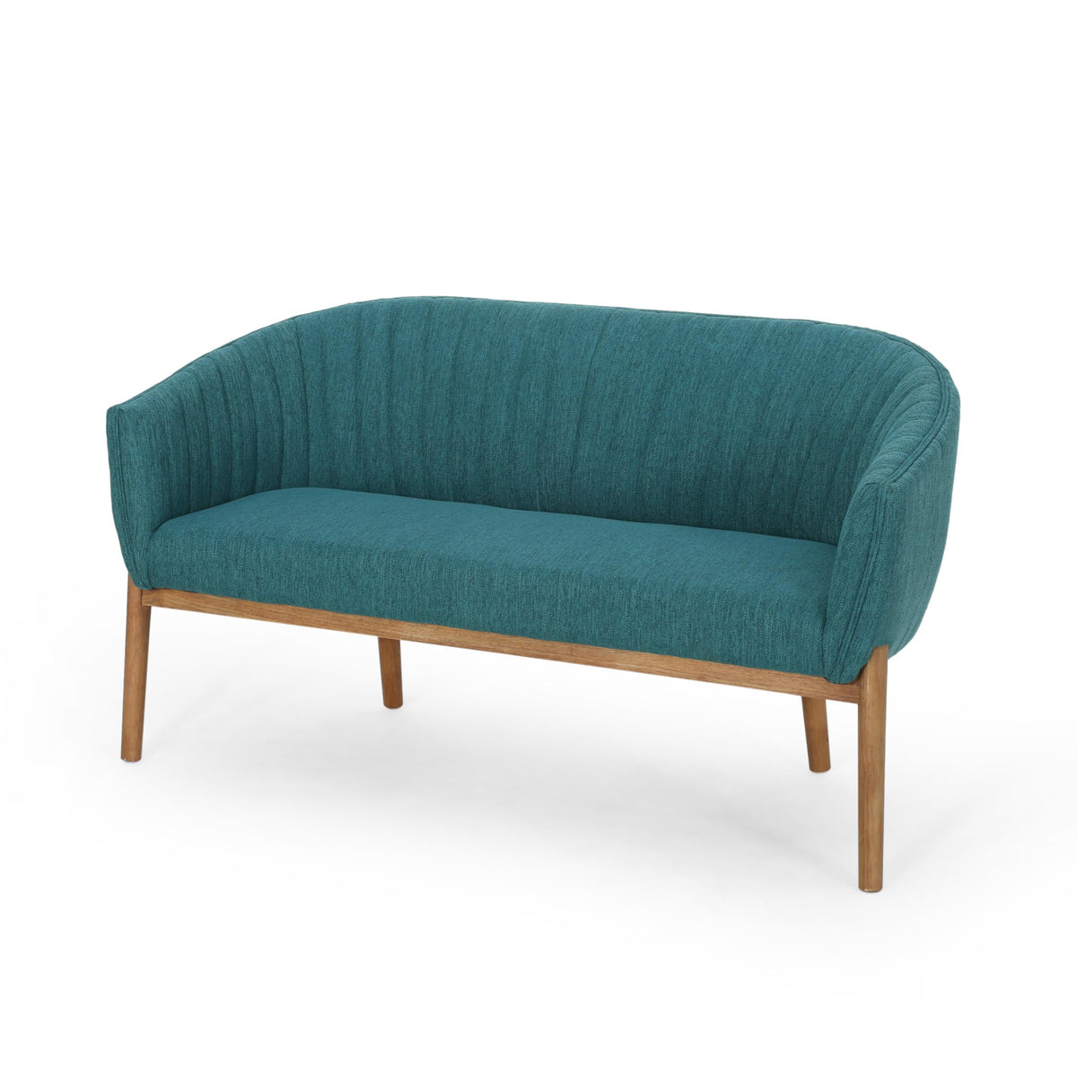 Teal Channel-Stitched Loveseat