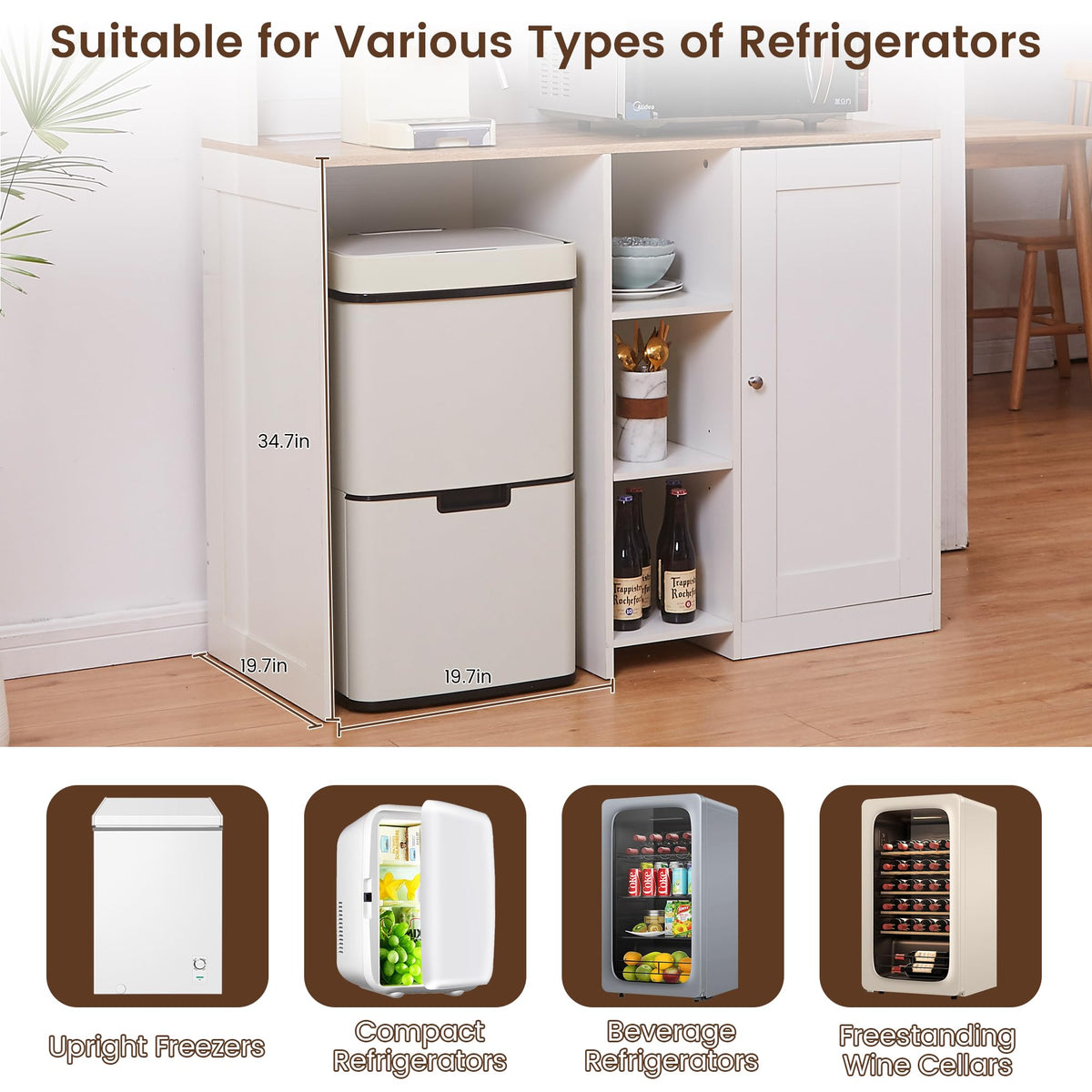 White Mini Fridge Bar Cabinet