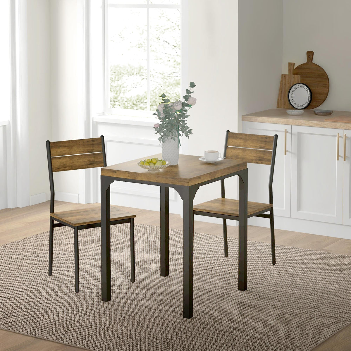 3-Piece Rustic Dining Set for 2