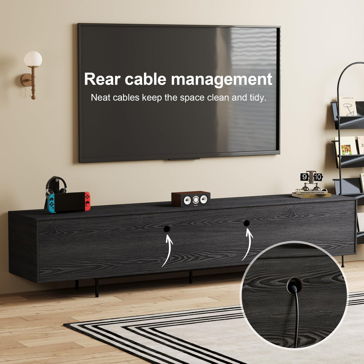 Black Slatted TV Stand