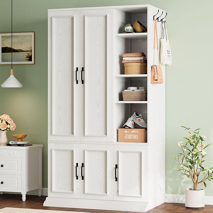 Large 5-Door Wardrobe with Shelves & Hanging Rod