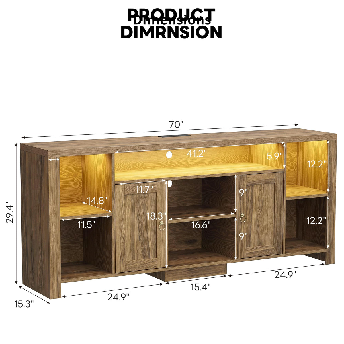 Oak Brown LED TV Stand
