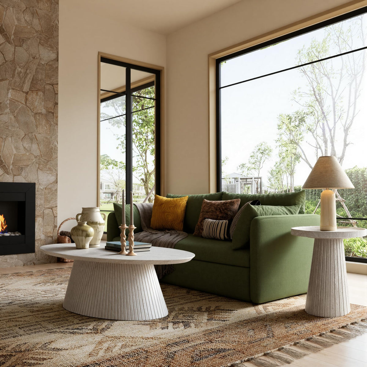 Oval Faux Stone Coffee Table